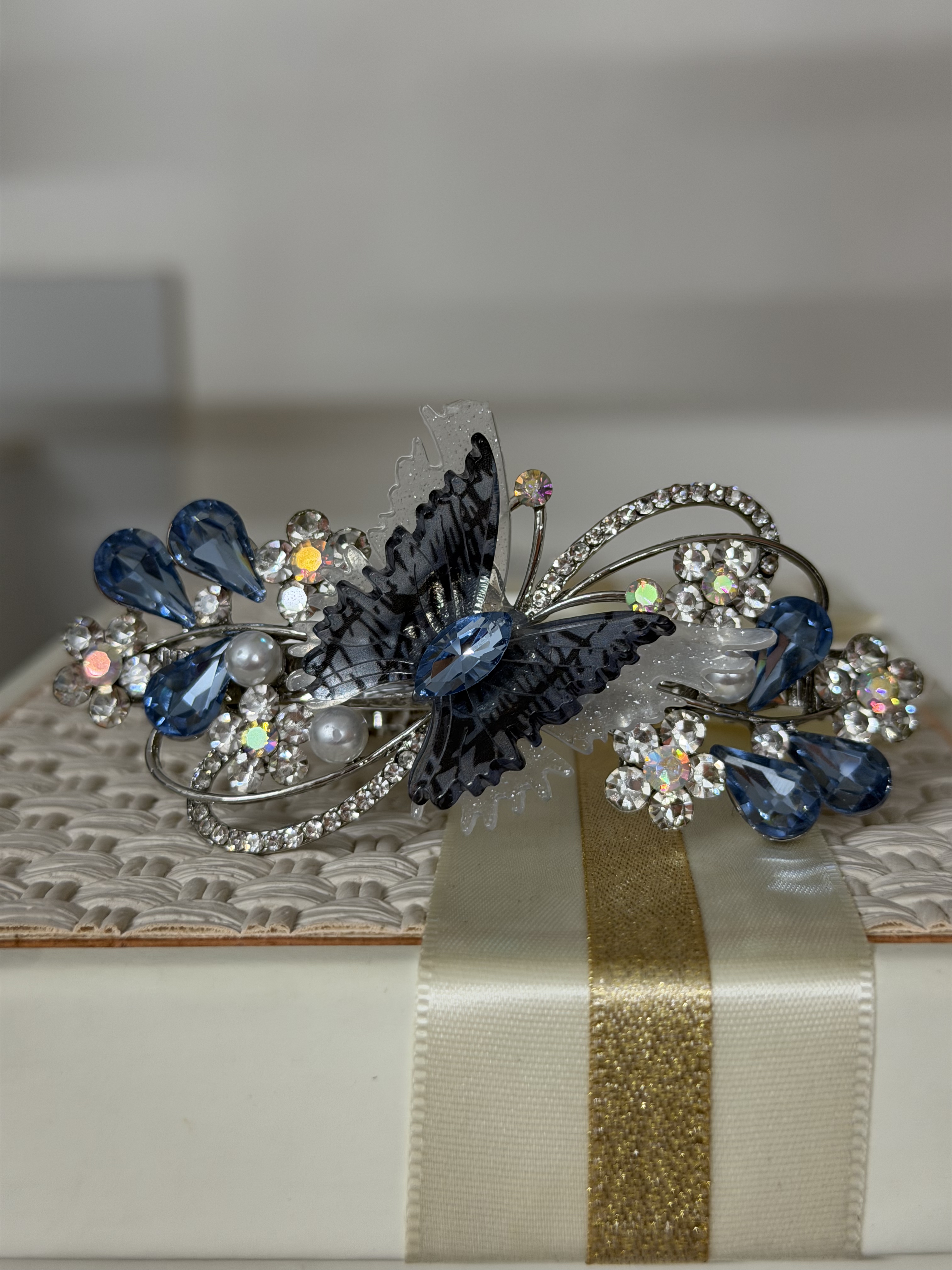 Blue Aurora Butterfly Clip